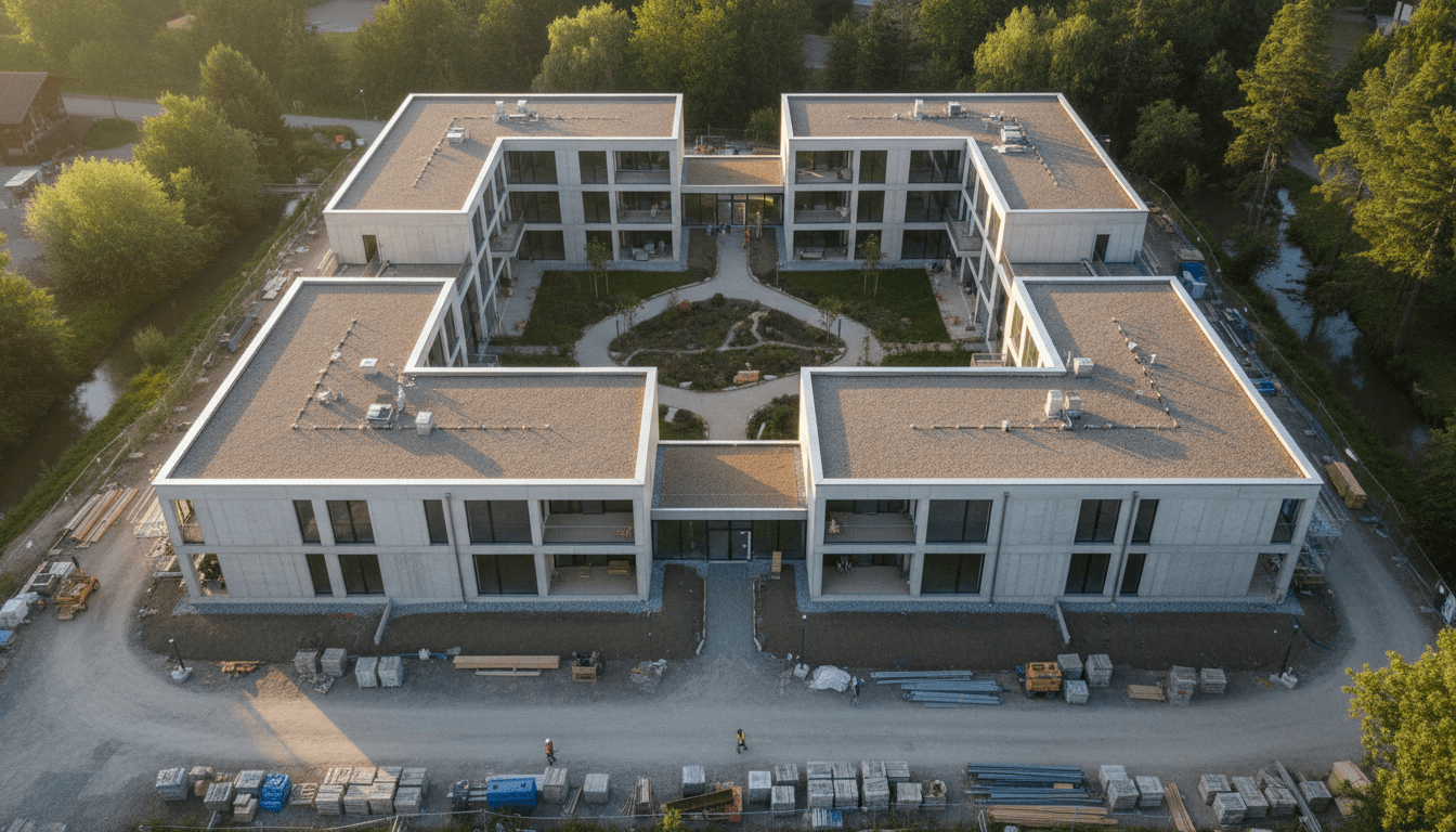 Modern senior housing building under construction in Neuchâtel